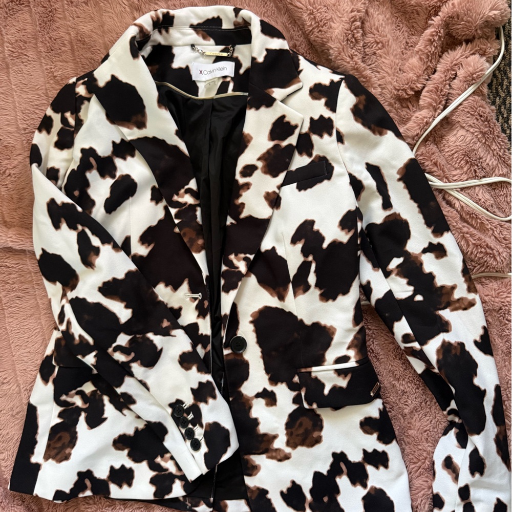 calvin klein cow print suit
